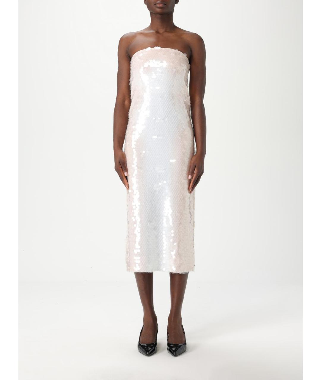 SPORTMAX Белое полиамидовое коктейльное платье, фото 6