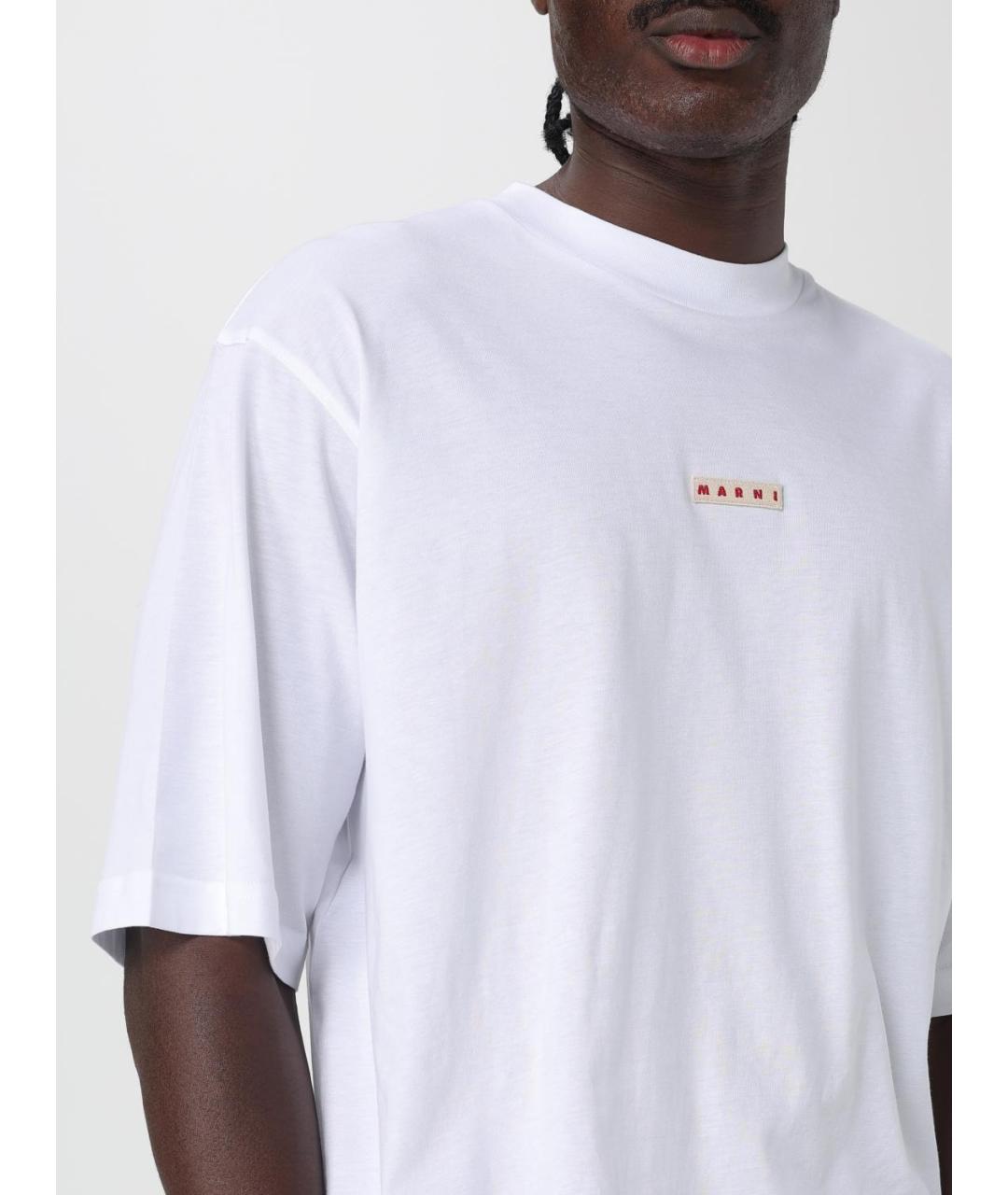 MARNI Белая хлопковая футболка, фото 4