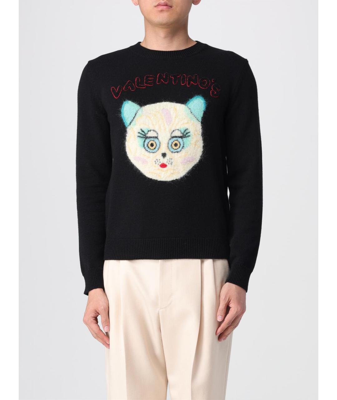 VALENTINO Черный хлопковый джемпер / свитер, фото 2