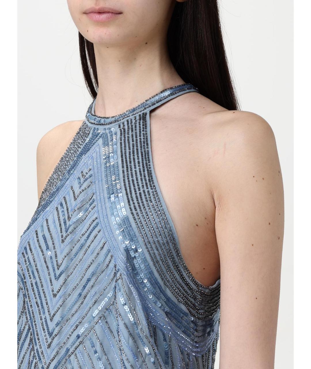 RALPH LAUREN Голубое полиэстеровое повседневное платье, фото 3