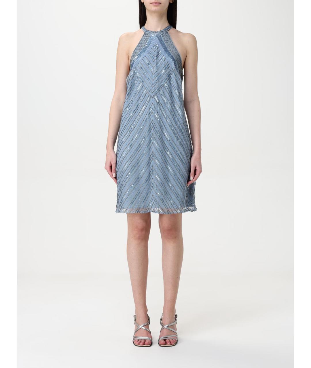RALPH LAUREN Голубое полиэстеровое повседневное платье, фото 4