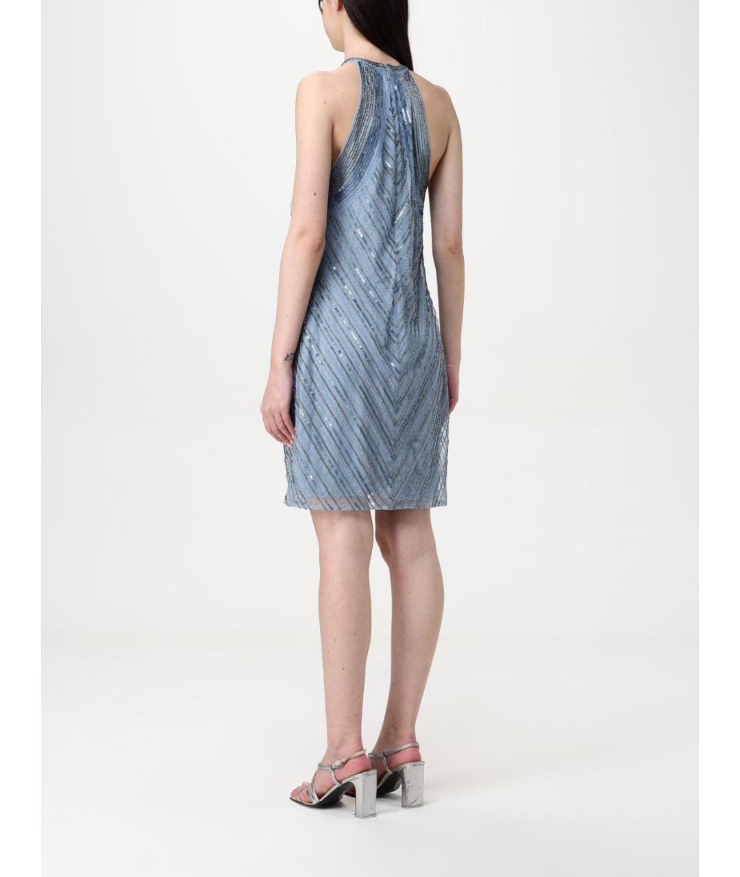 RALPH LAUREN Голубое полиэстеровое повседневное платье, фото 2