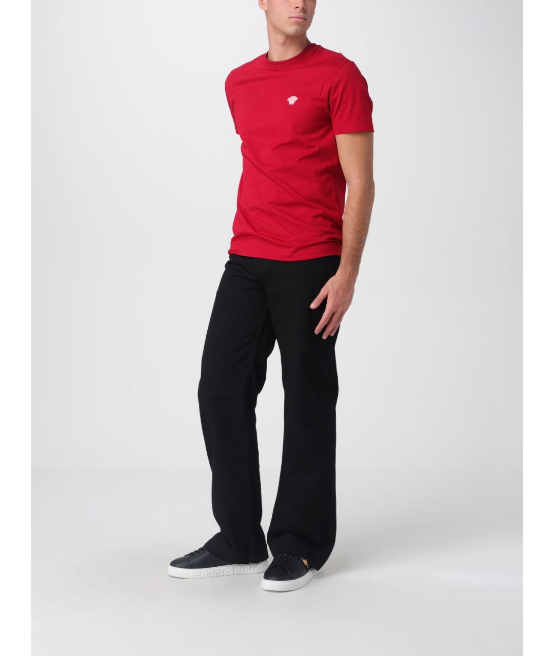 VERSACE Красная хлопковая футболка, фото 2