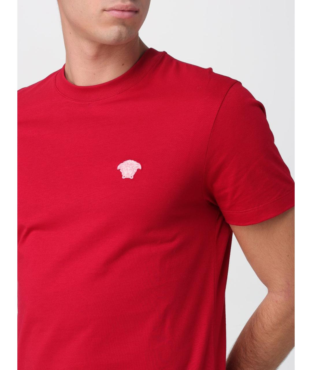 VERSACE Красная хлопковая футболка, фото 5