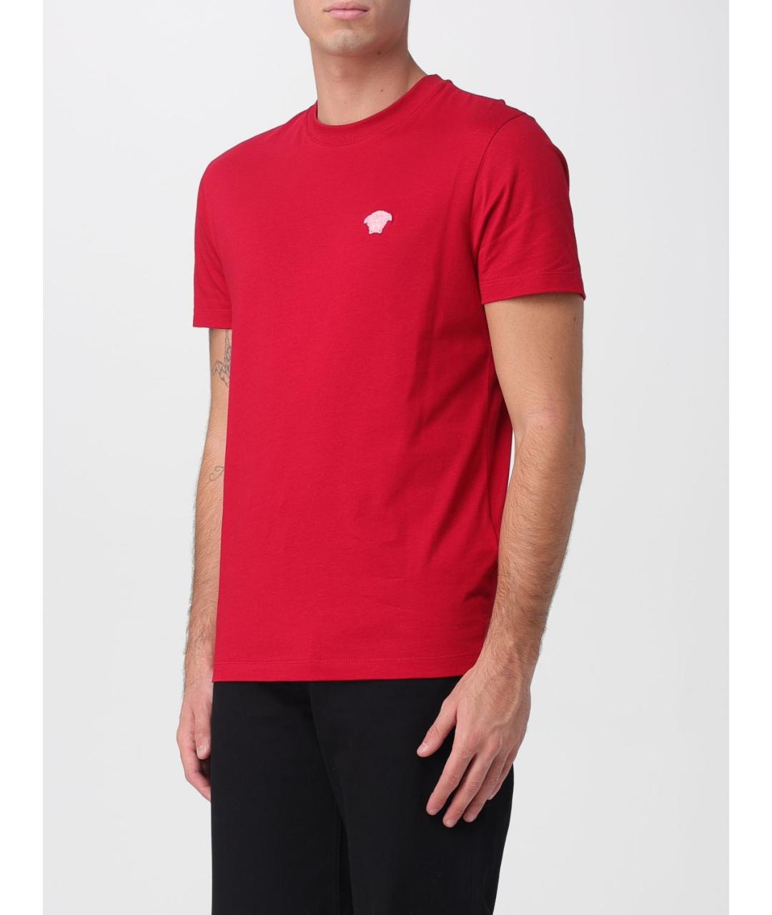 VERSACE Красная хлопковая футболка, фото 4