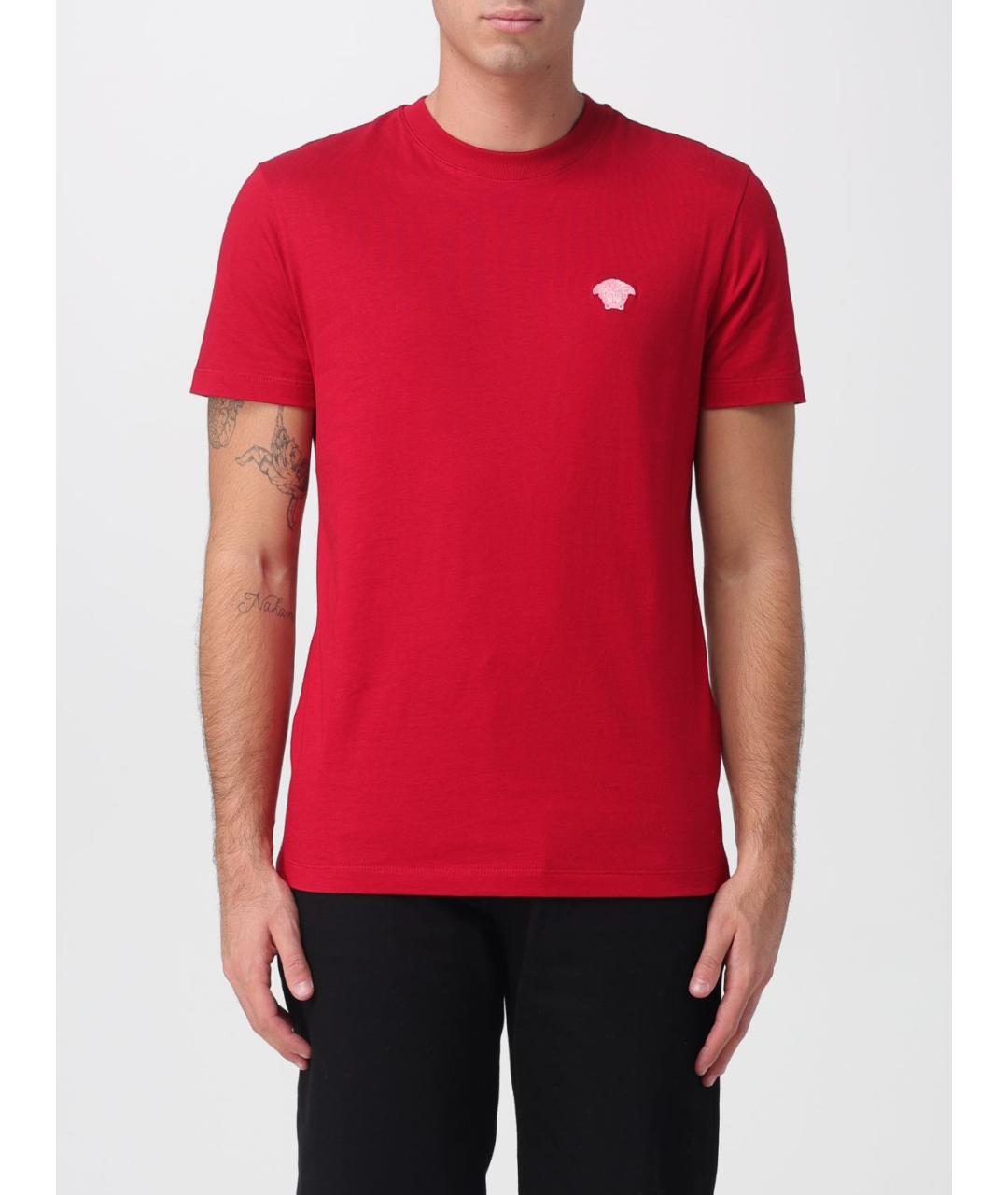 VERSACE Красная хлопковая футболка, фото 6