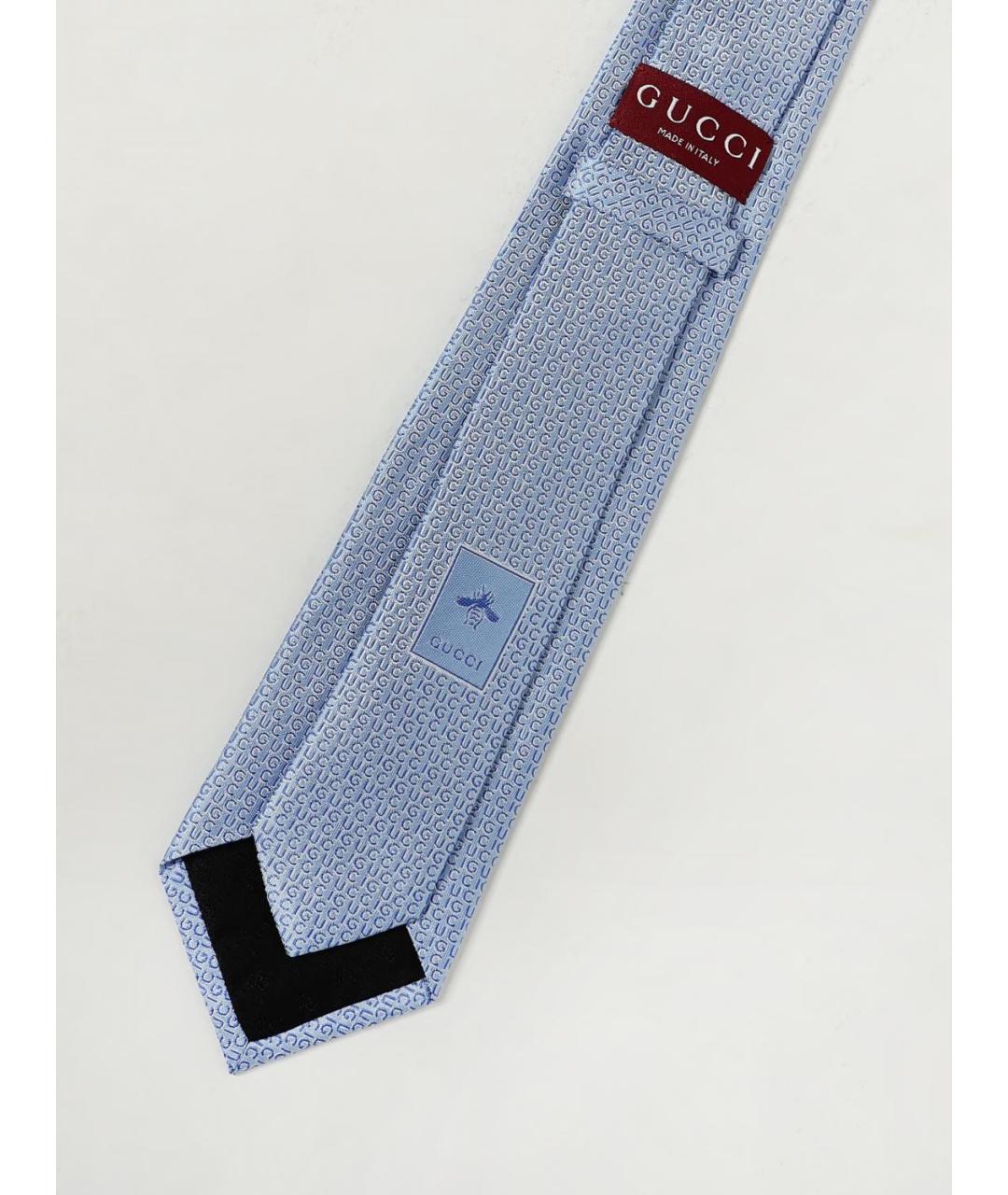 GUCCI Голубой шелковый галстук, фото 2