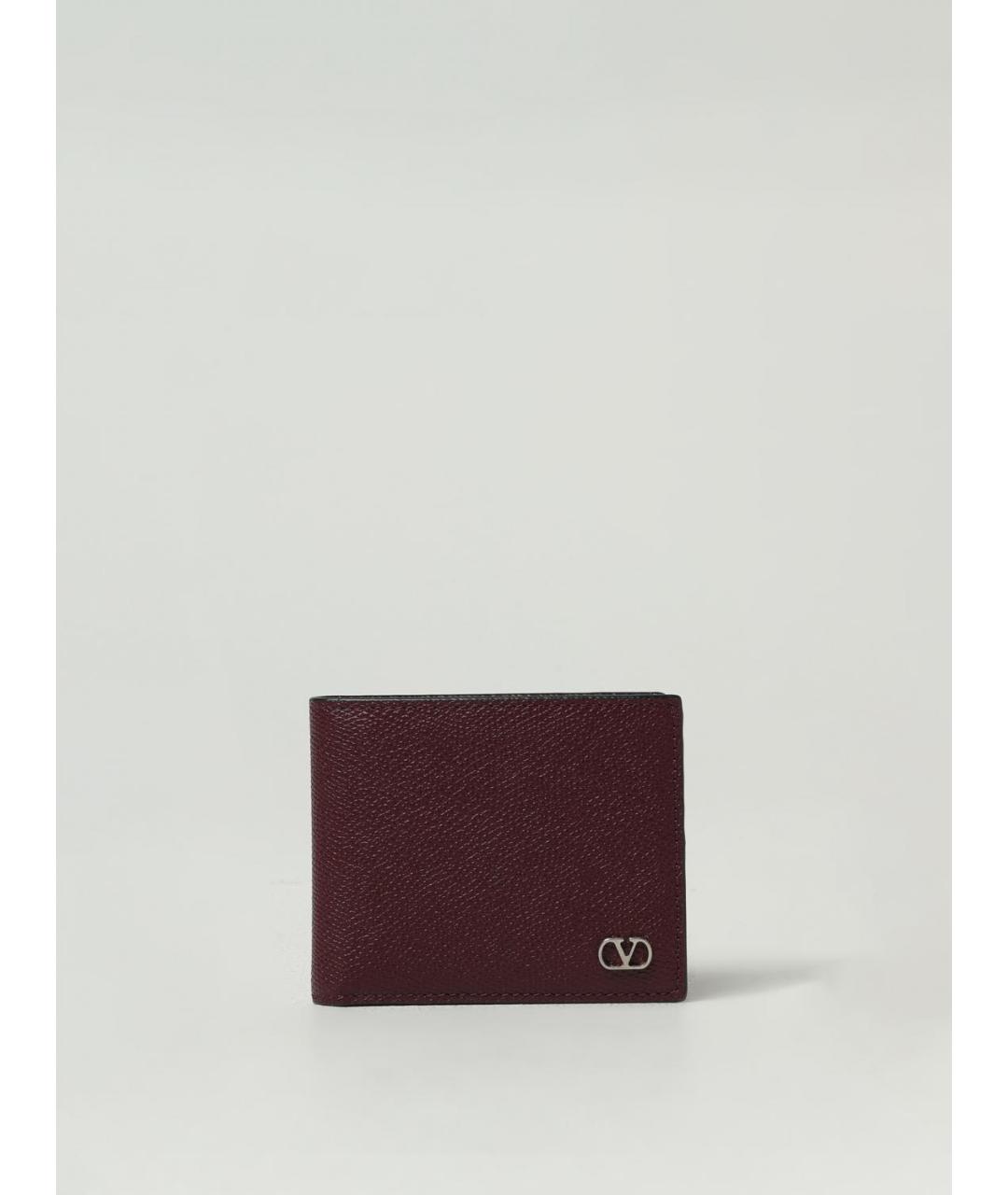 VALENTINO Бордовый кожаный кошелек, фото 4