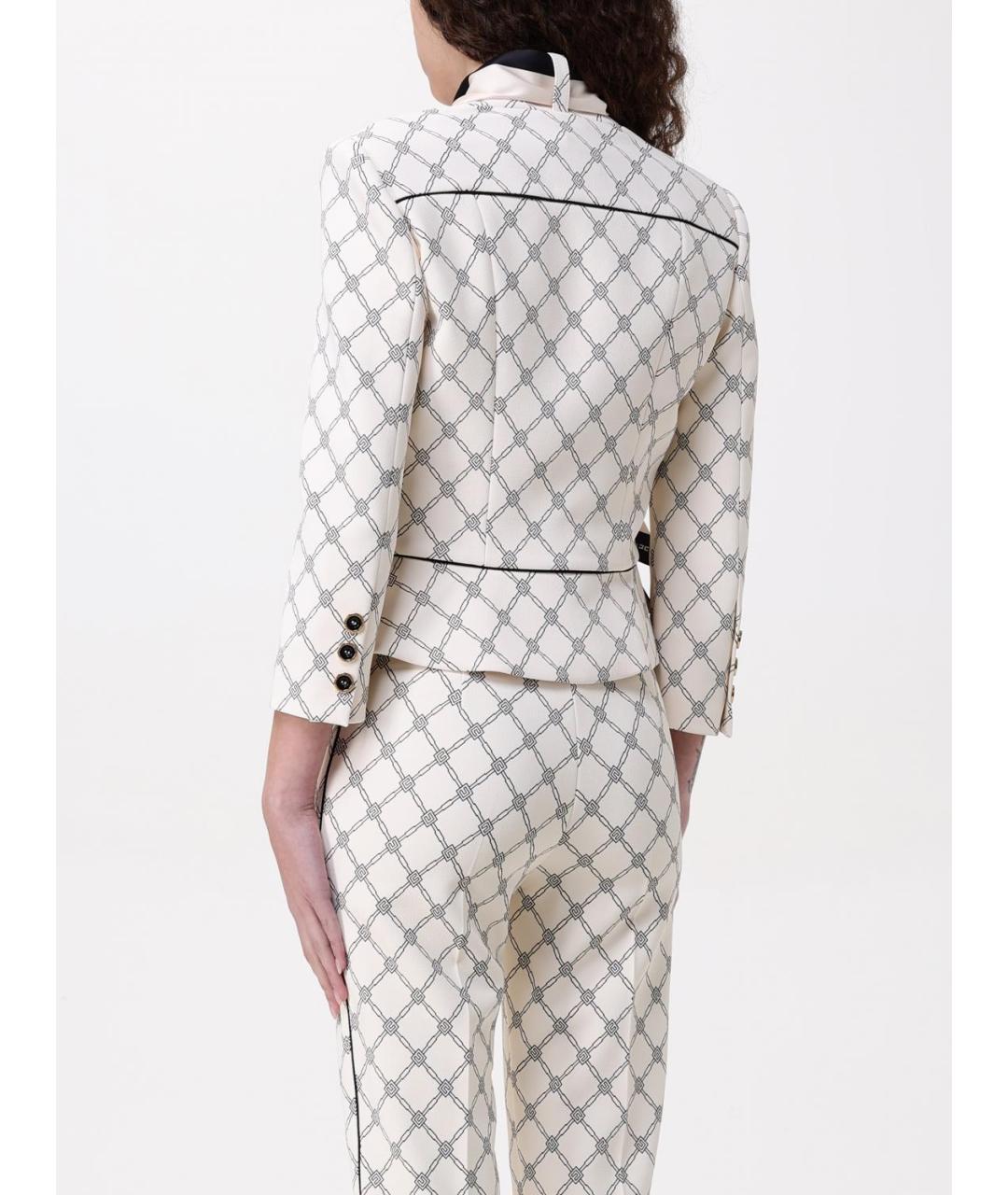 ELISABETTA FRANCHI Бежевый полиэстеровый жакет/пиджак, фото 2
