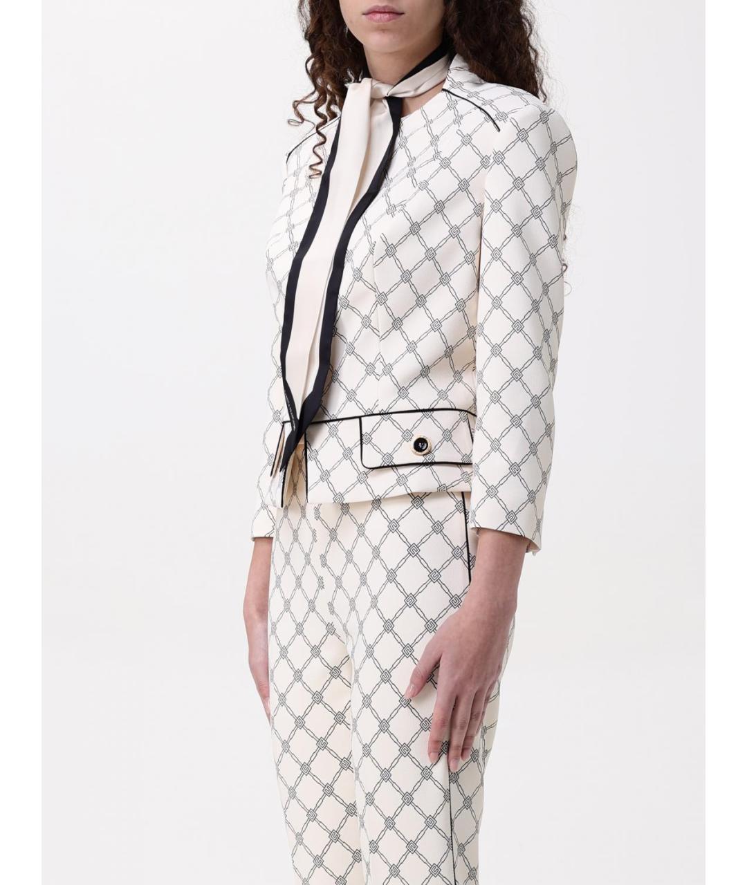 ELISABETTA FRANCHI Бежевый полиэстеровый жакет/пиджак, фото 3