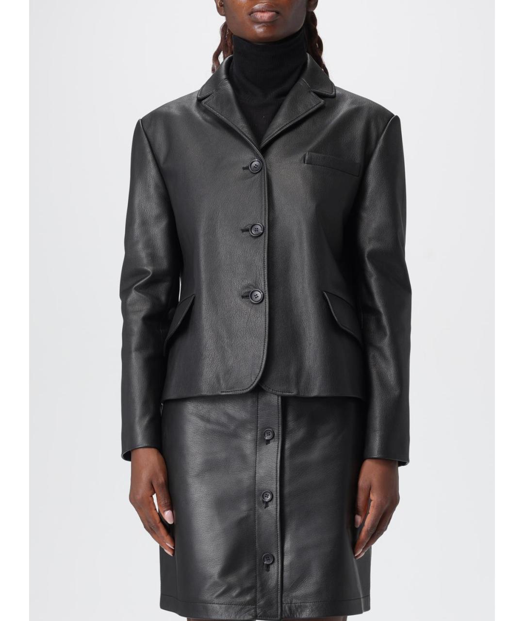 BALLY Черный кожаный жакет/пиджак, фото 2