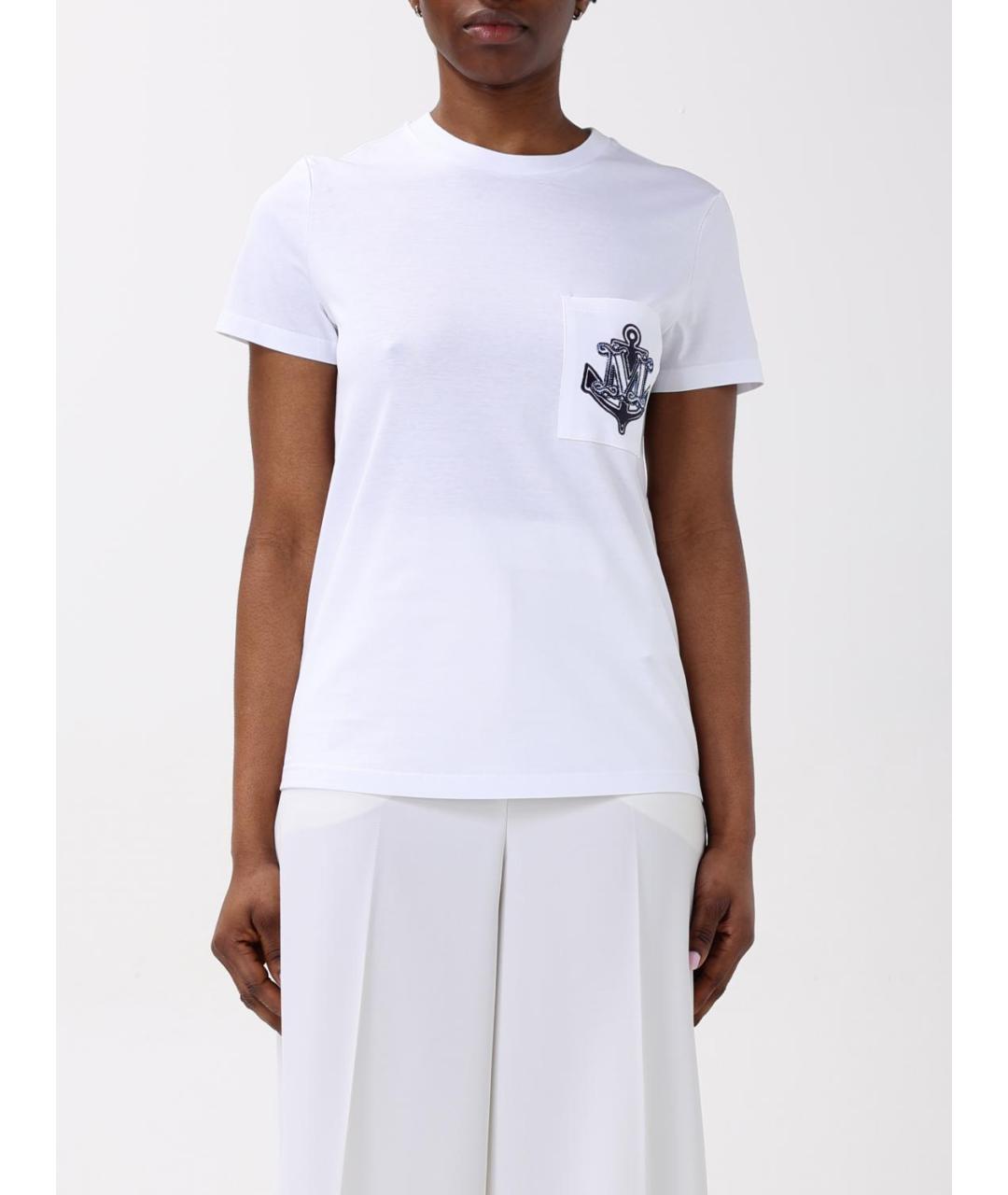 MAX MARA Белая хлопковая футболка, фото 2