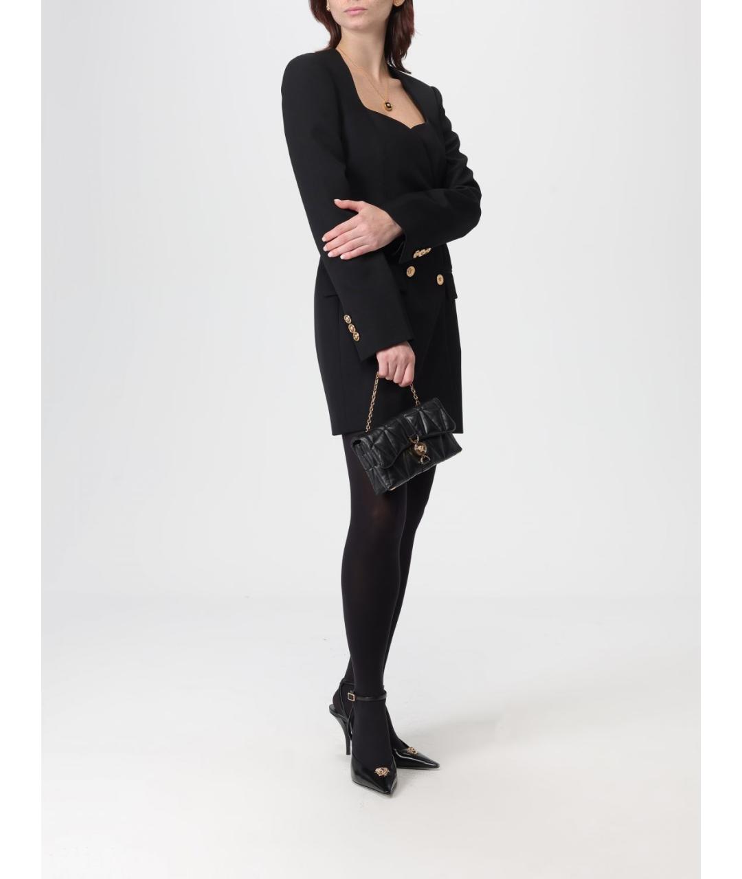 VERSACE Черное шерстяное повседневное платье, фото 3