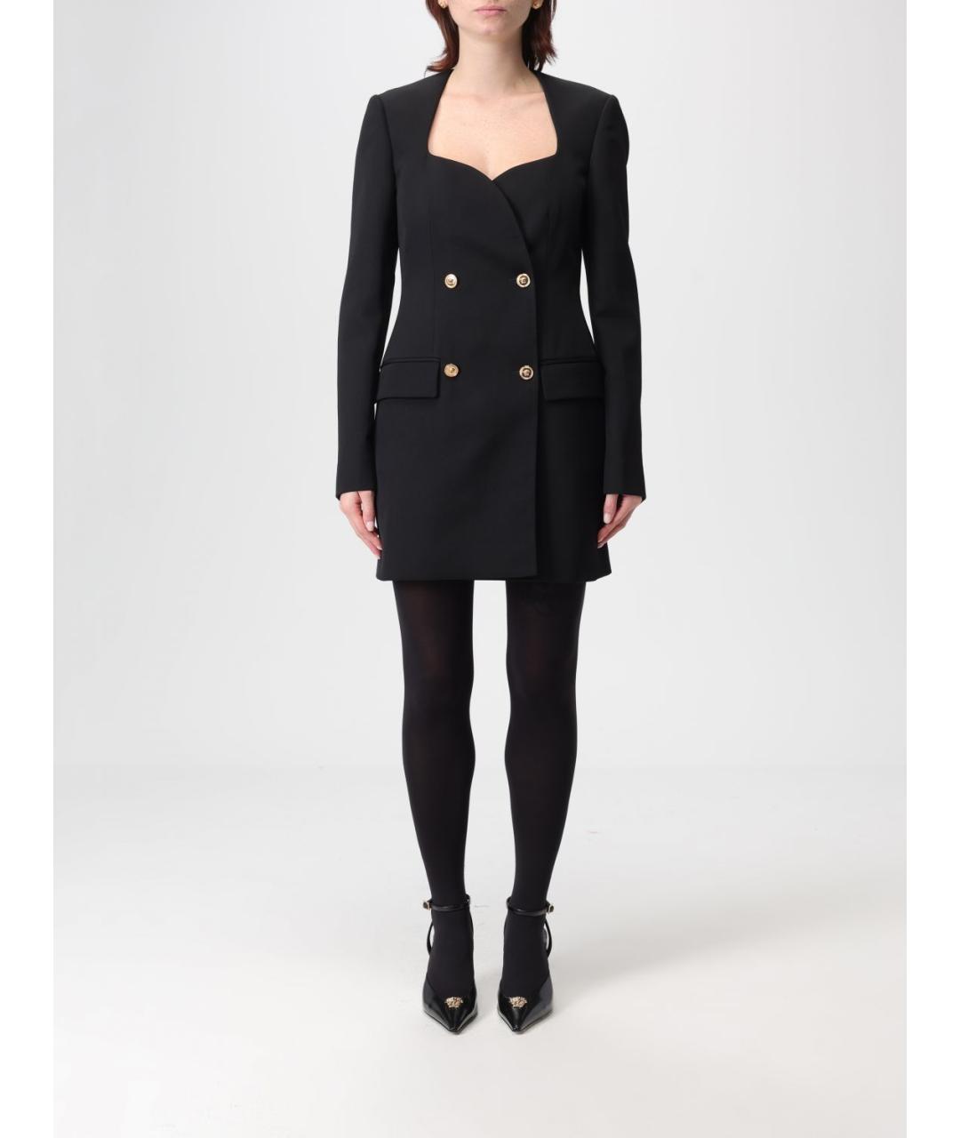 VERSACE Черное шерстяное повседневное платье, фото 2