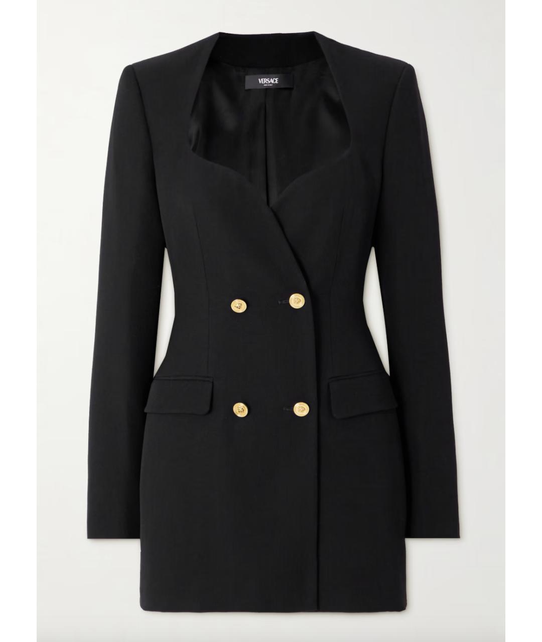 VERSACE Черное шерстяное повседневное платье, фото 7