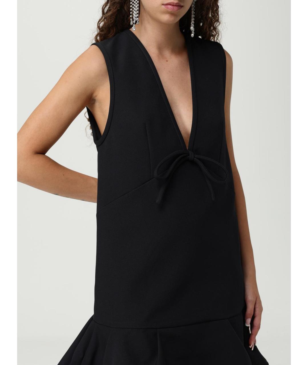 MSGM Черное полиэстеровое повседневное платье, фото 4