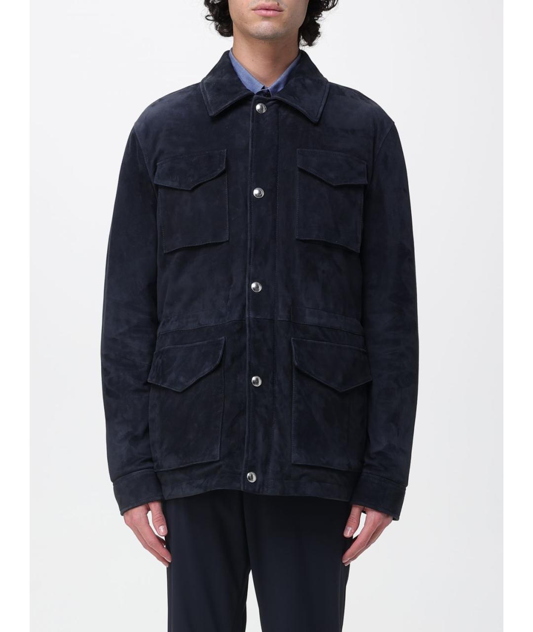 ELEVENTY Темно-синяя замшевая куртка, фото 5