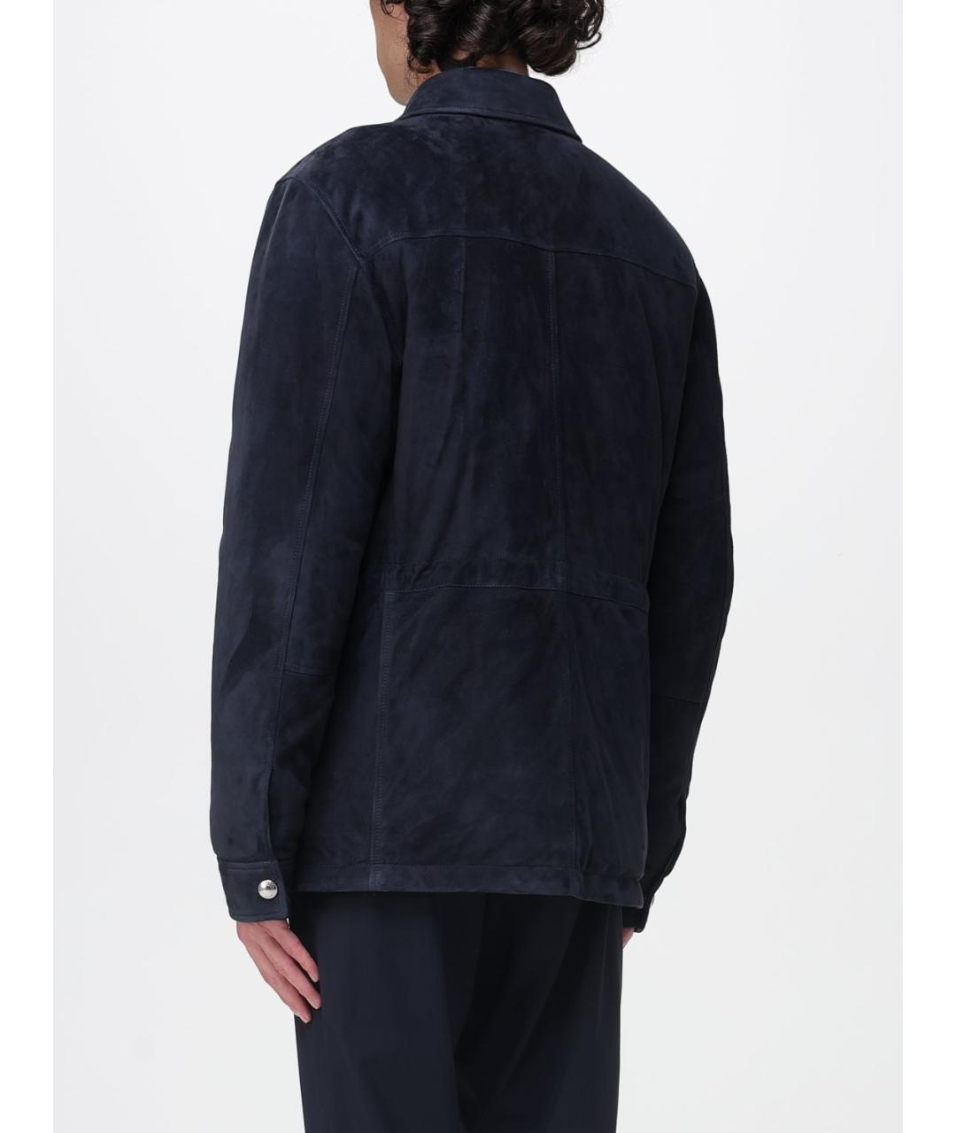 ELEVENTY Темно-синяя замшевая куртка, фото 2