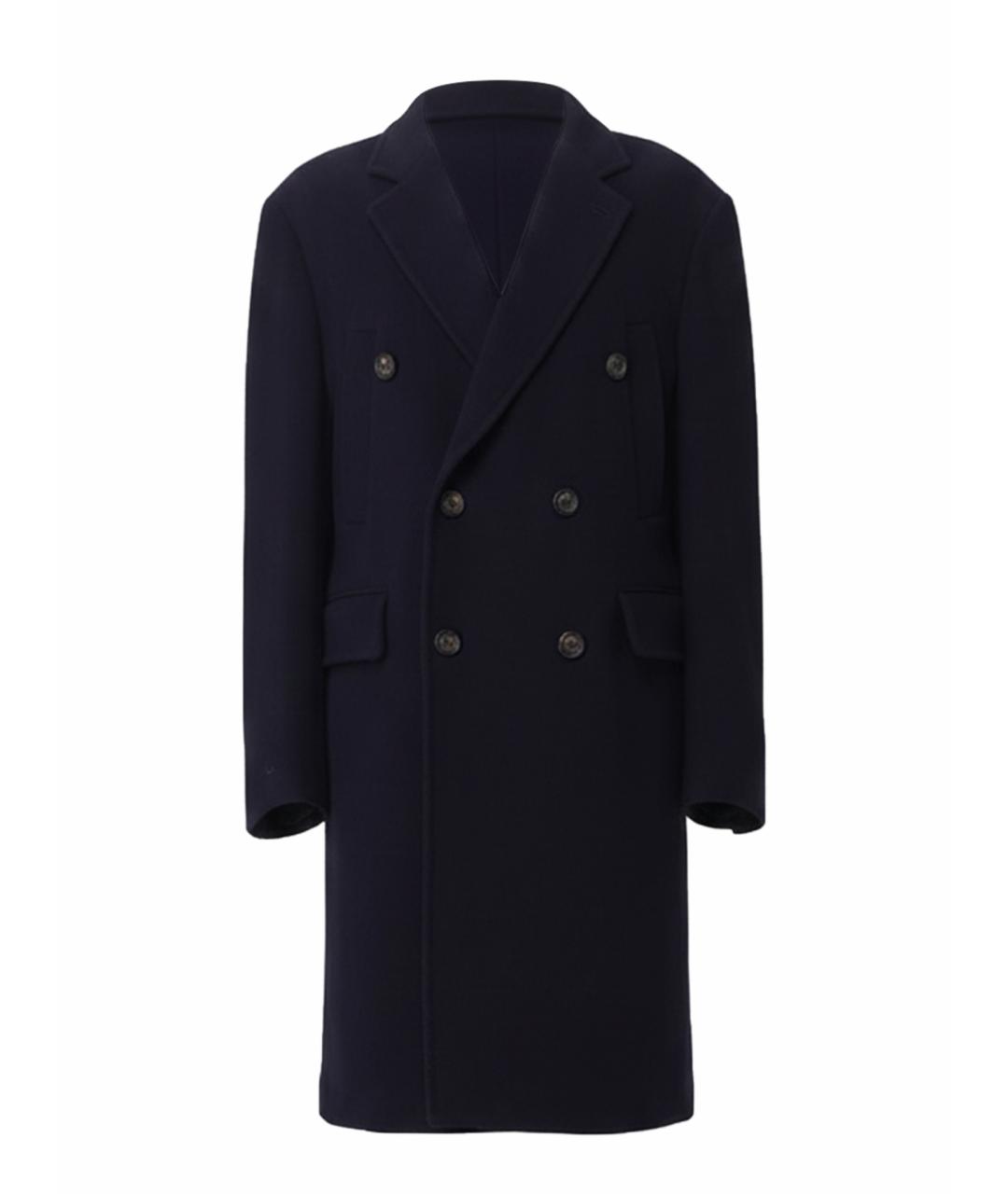 ELEVENTY Темно-синее шерстяное пальто, фото 1