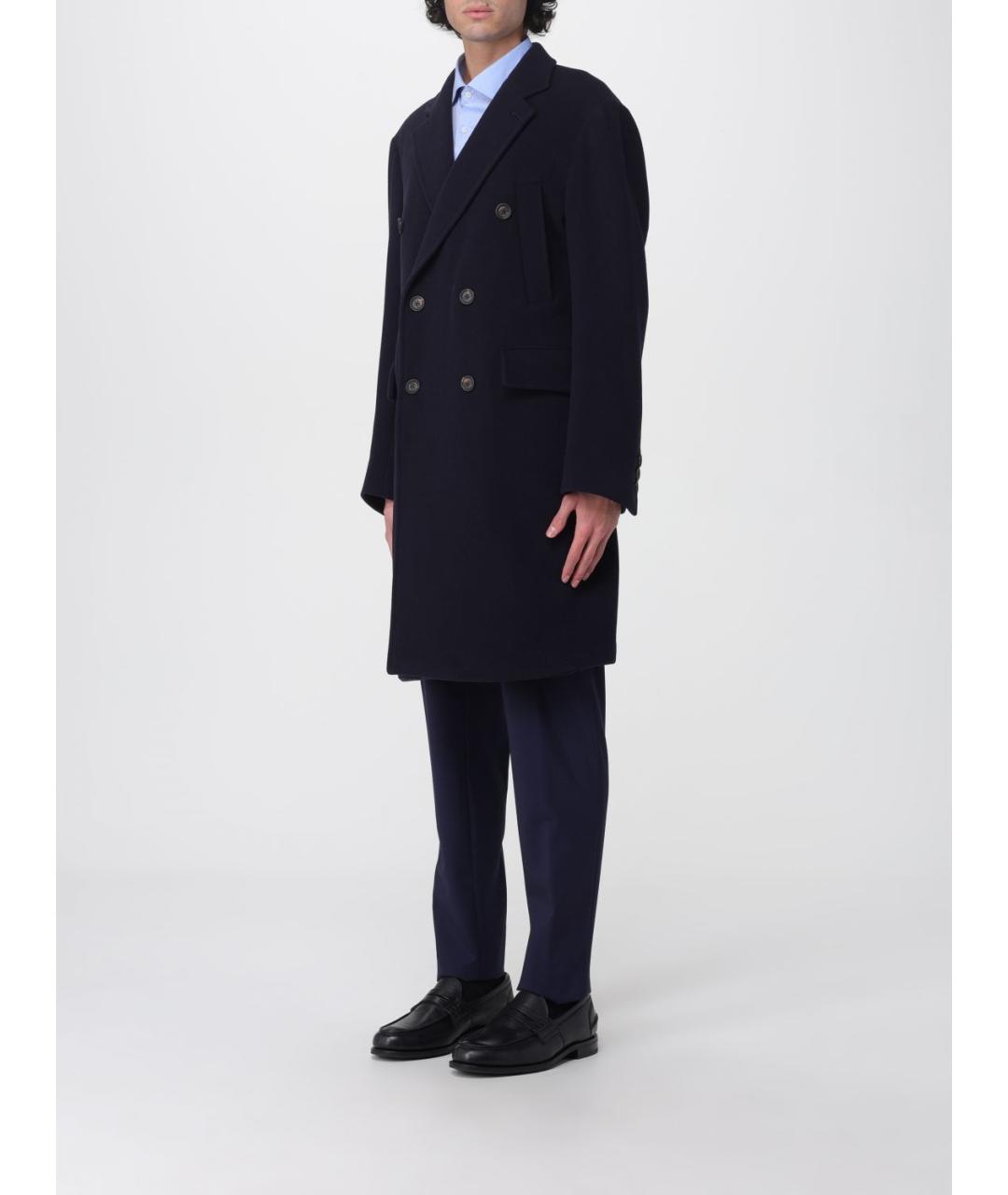ELEVENTY Темно-синее шерстяное пальто, фото 3