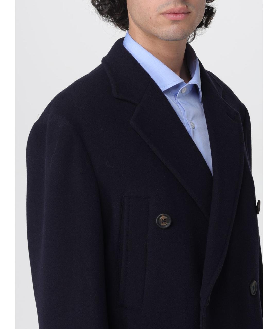 ELEVENTY Темно-синее шерстяное пальто, фото 4