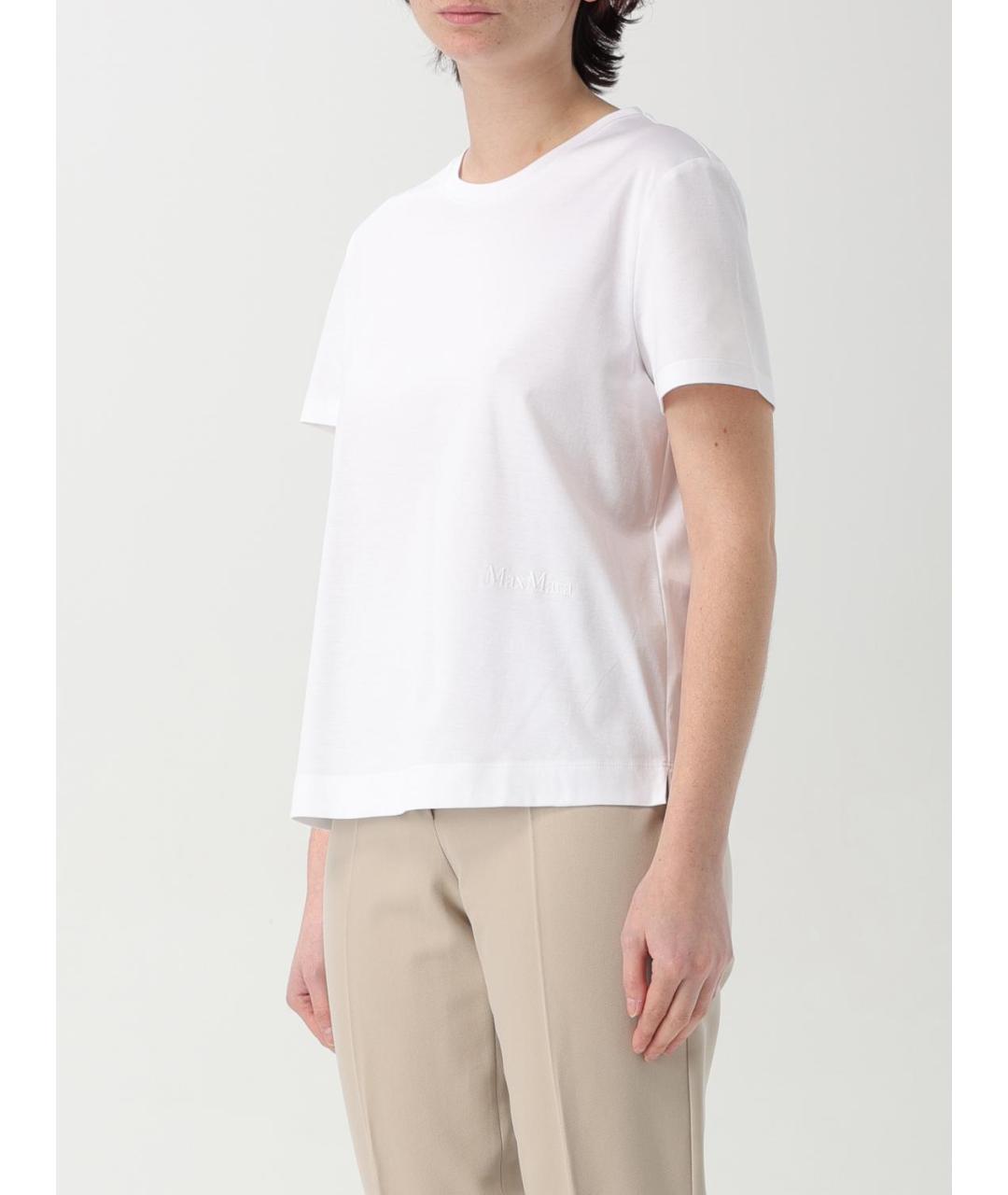 MAX MARA Белая хлопковая футболка, фото 4