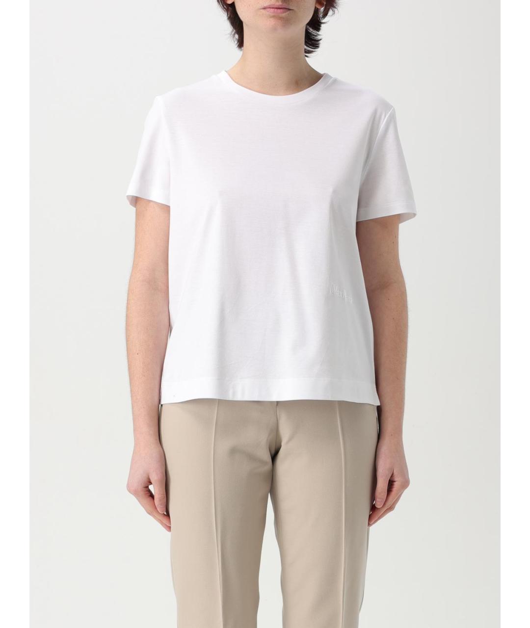 MAX MARA Белая хлопковая футболка, фото 2
