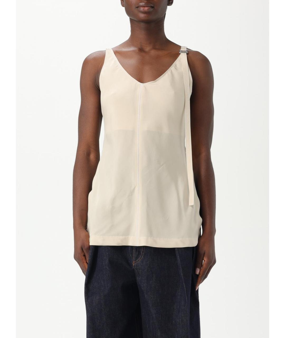 SPORTMAX Бежевая вискозная майка, фото 6