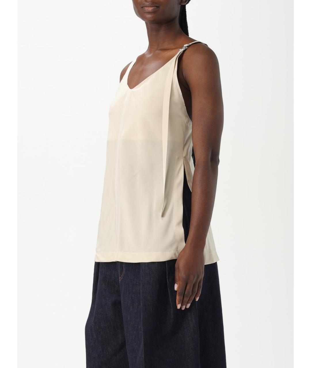 SPORTMAX Бежевая вискозная майка, фото 4