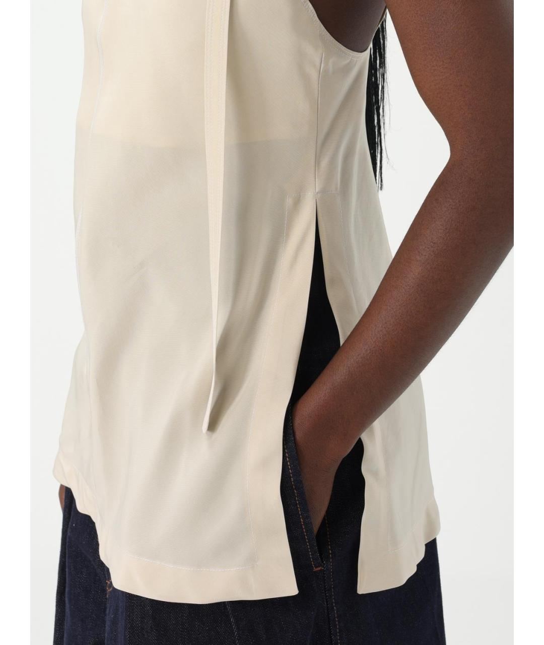 SPORTMAX Бежевая вискозная майка, фото 5