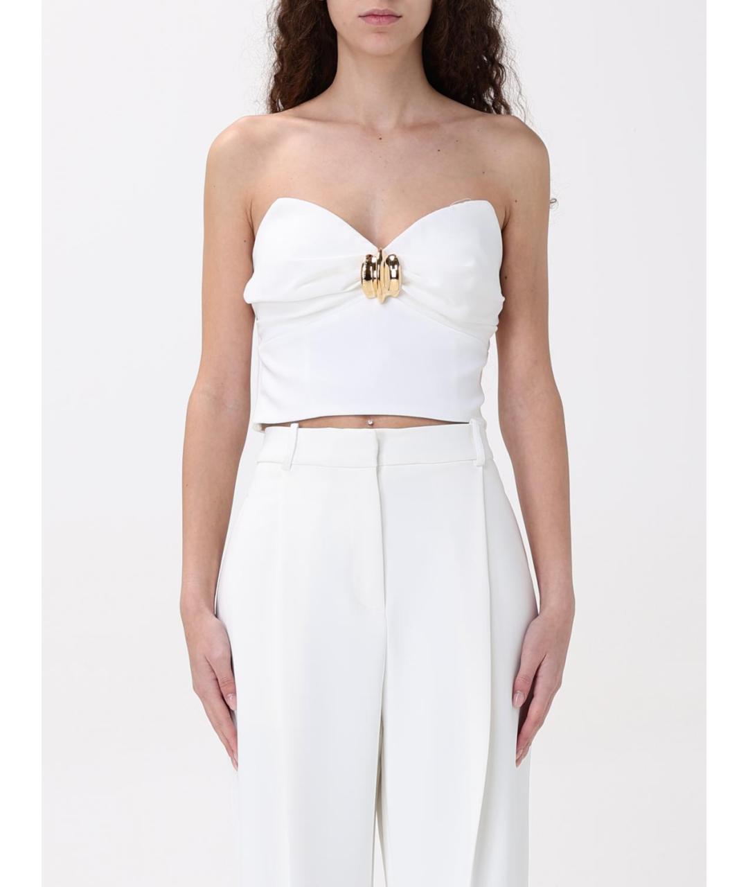 ELISABETTA FRANCHI Белая креповая майка, фото 5