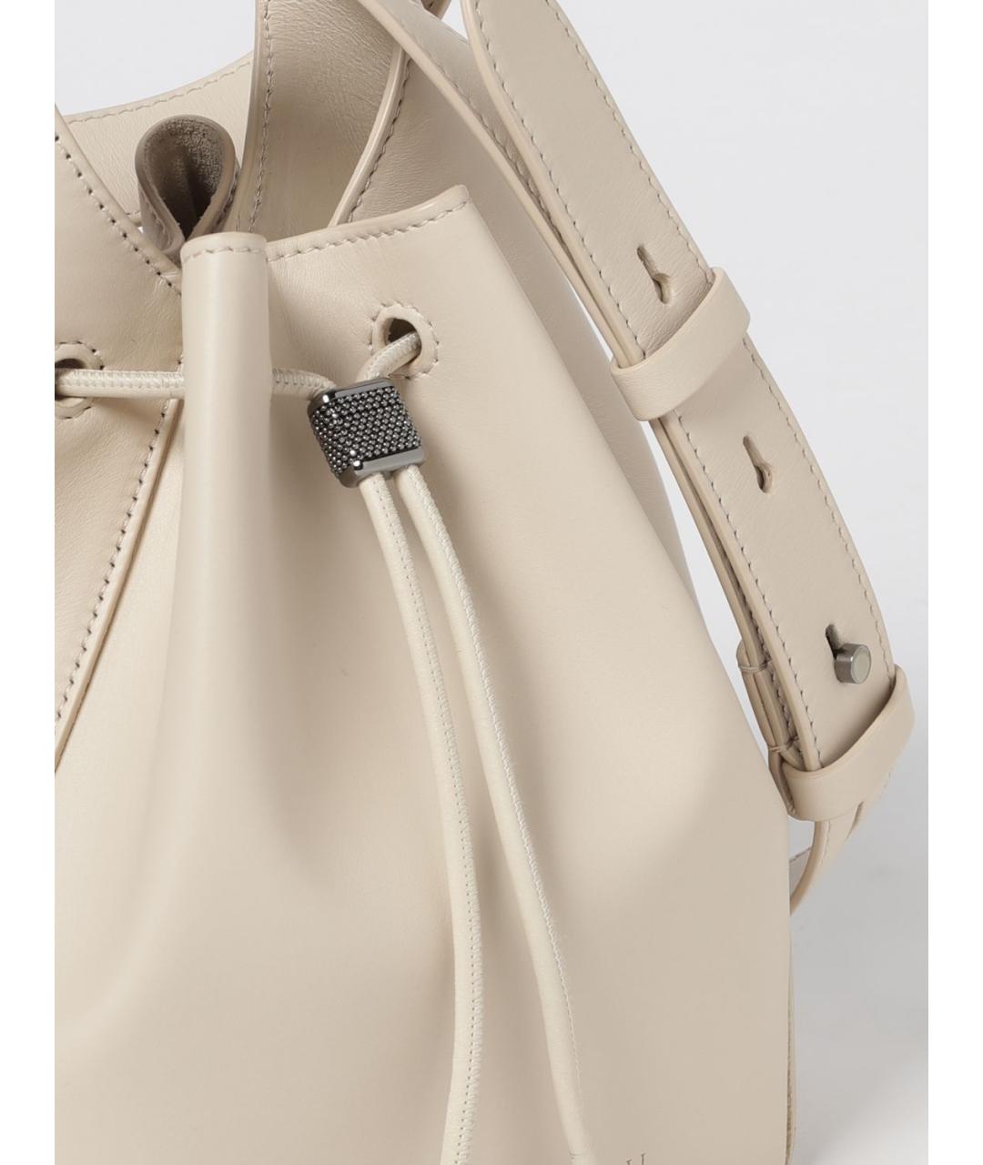 BRUNELLO CUCINELLI Бежевая кожаная сумка через плечо, фото 3