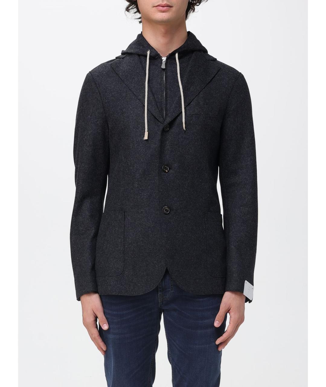 ELEVENTY Черный шерстяной пиджак, фото 5