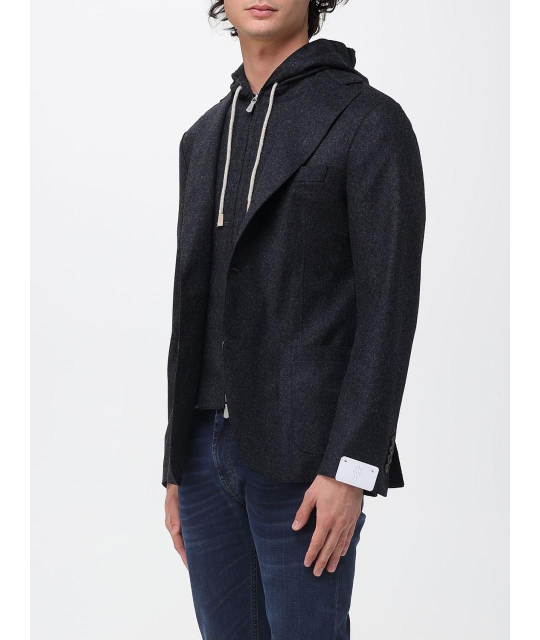 ELEVENTY Черный шерстяной пиджак, фото 3