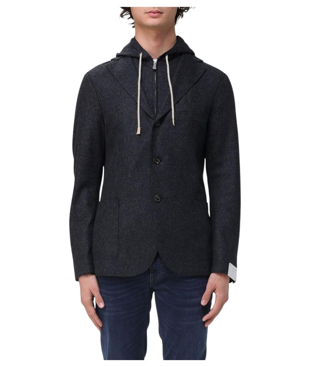 ELEVENTY Черный шерстяной пиджак, фото 1