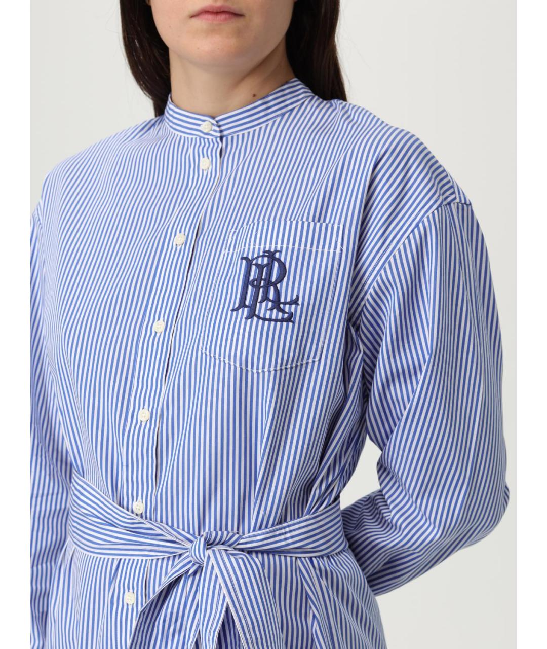 RALPH LAUREN Синее хлопковое повседневное платье, фото 4