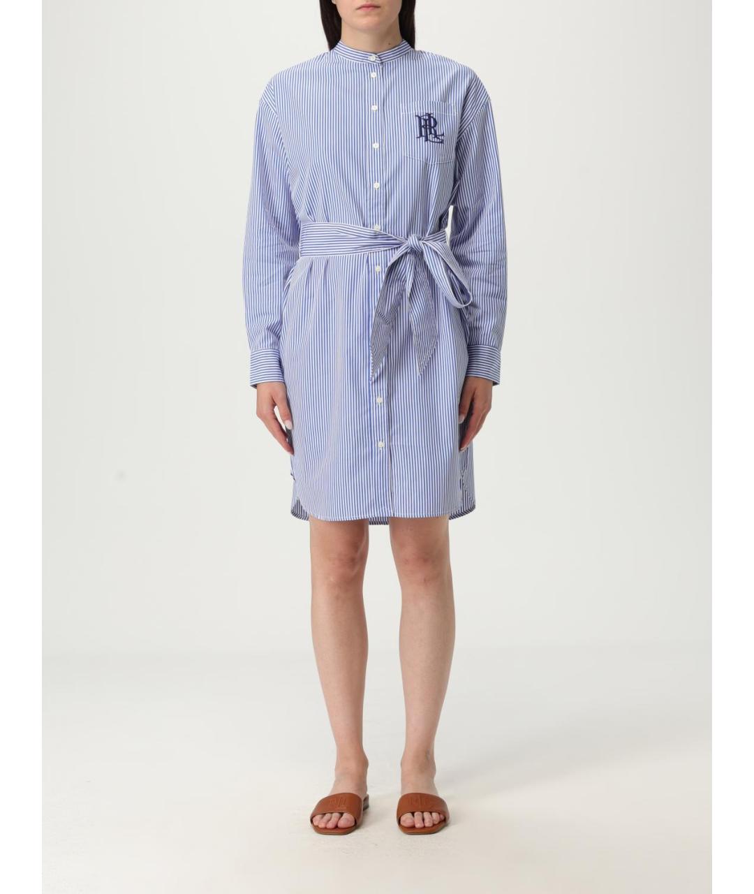 RALPH LAUREN Синее хлопковое повседневное платье, фото 2