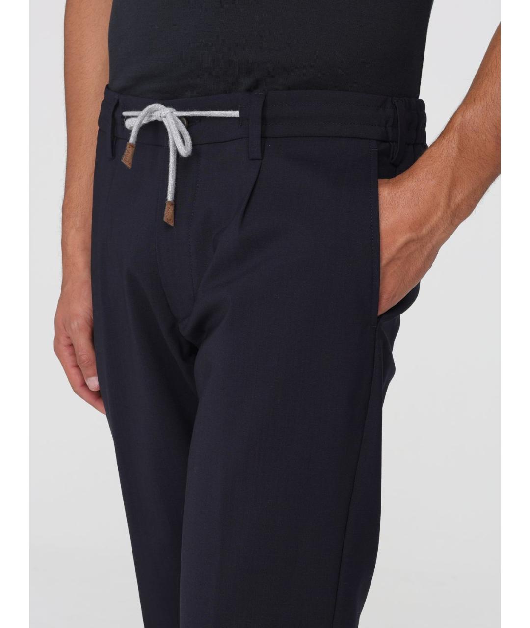 ELEVENTY Синие шерстяные повседневные брюки, фото 3