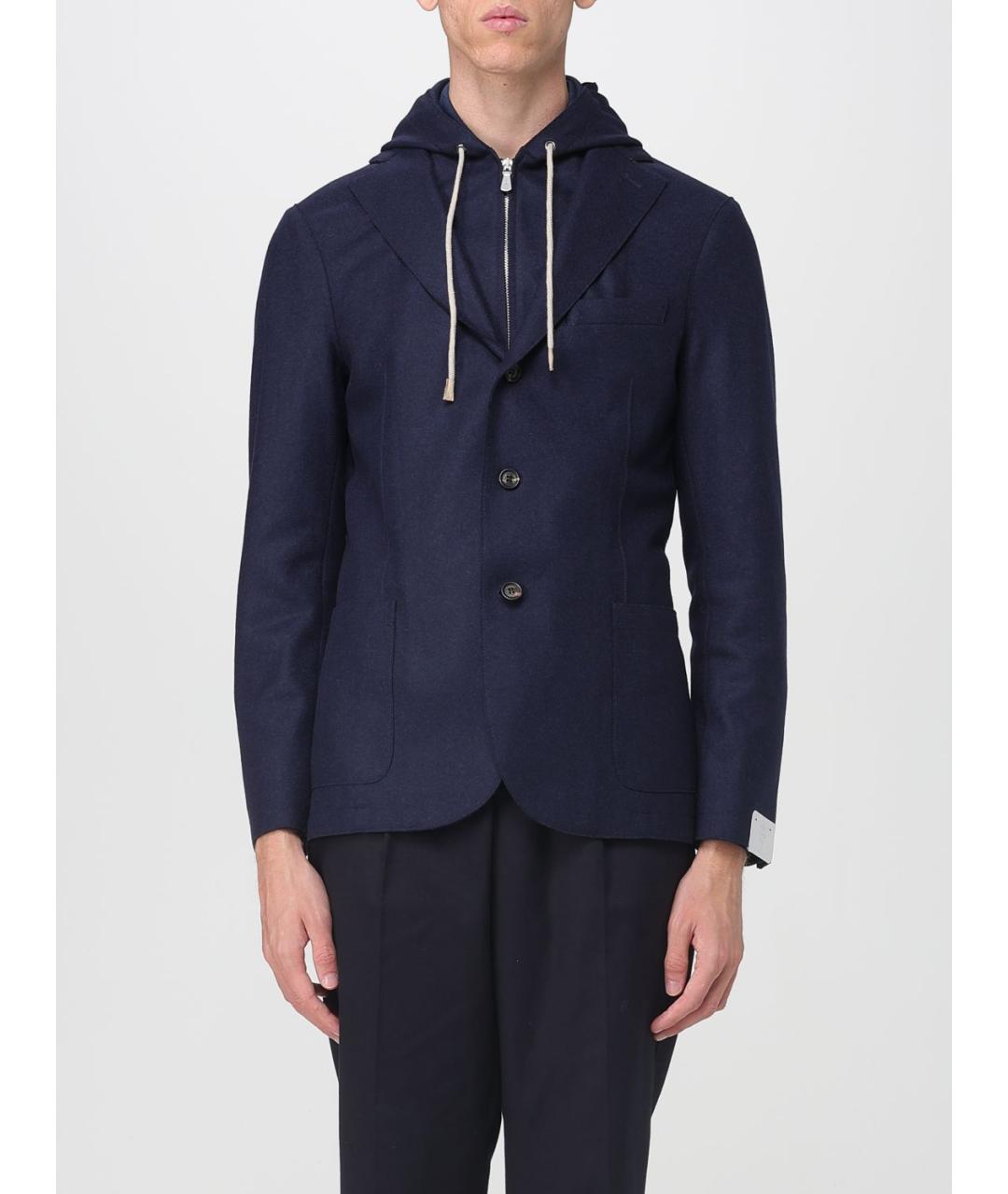 ELEVENTY Синий шерстяной пиджак, фото 5
