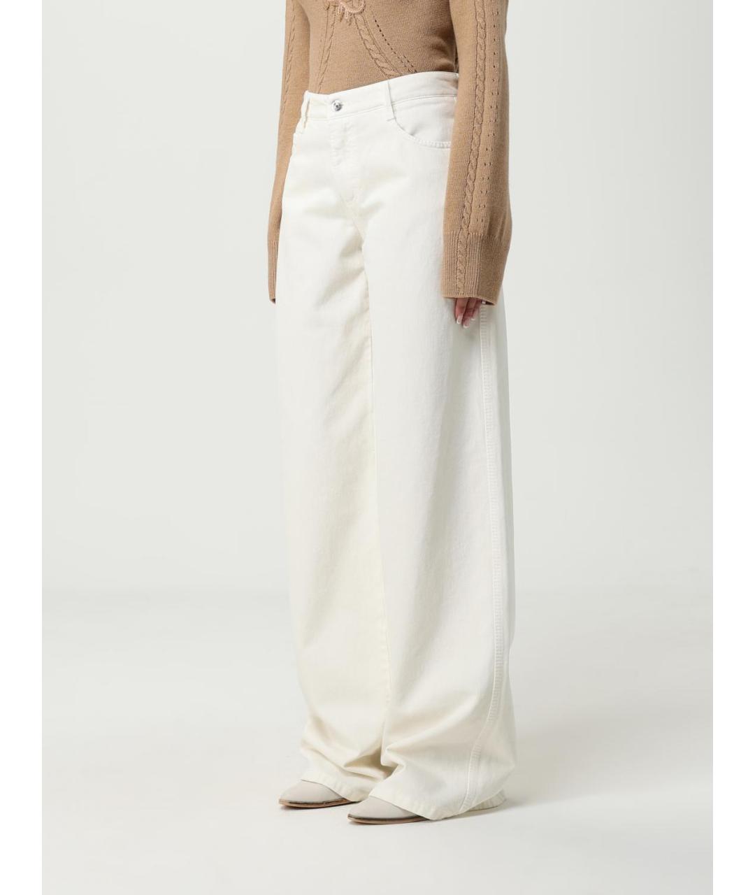 ERMANNO SCERVINO Белые хлопковые прямые джинсы, фото 4