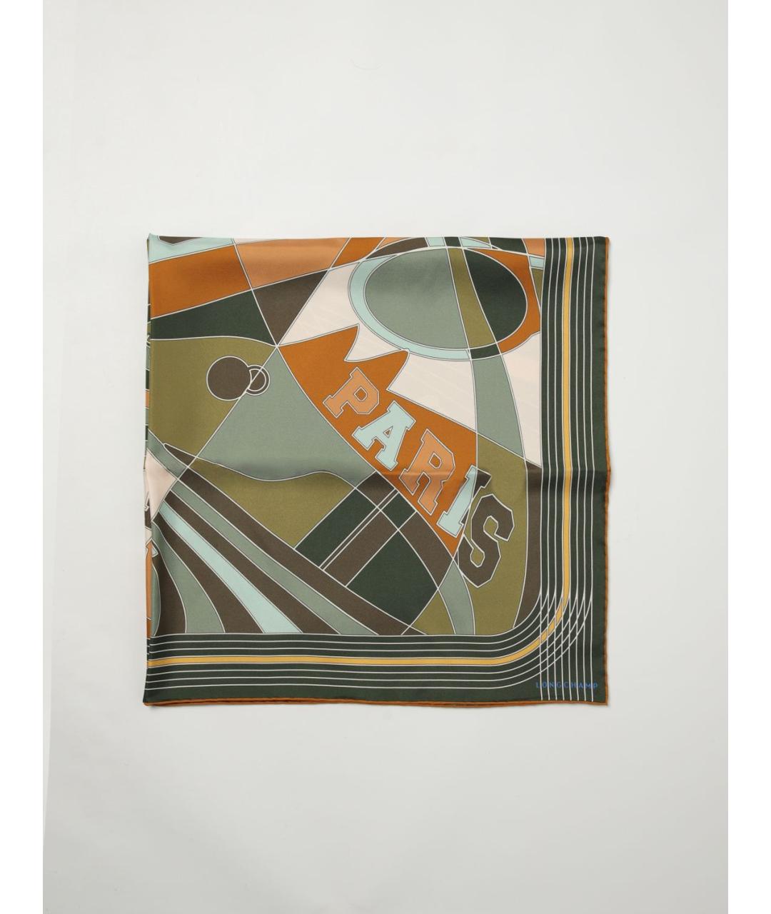 LONGCHAMP Зеленый шелковый шарф, фото 4