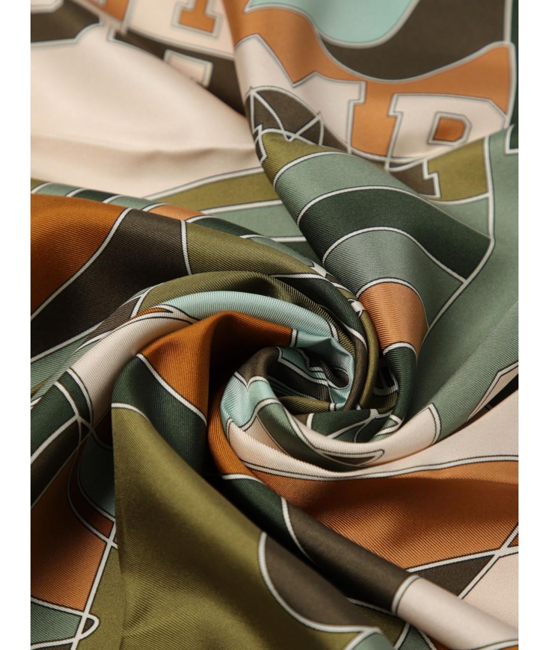 LONGCHAMP Зеленый шелковый шарф, фото 3