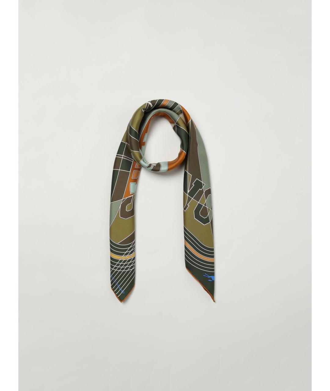 LONGCHAMP Зеленый шелковый шарф, фото 2