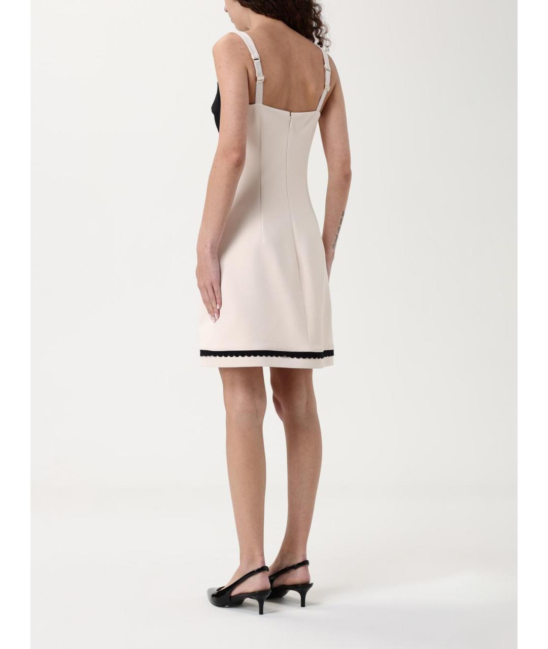 ELISABETTA FRANCHI Бежевое полиэстеровое вечернее платье, фото 2