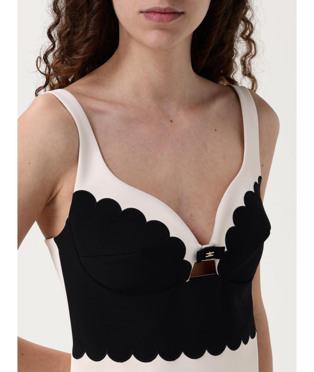 ELISABETTA FRANCHI Бежевое полиэстеровое вечернее платье, фото 3