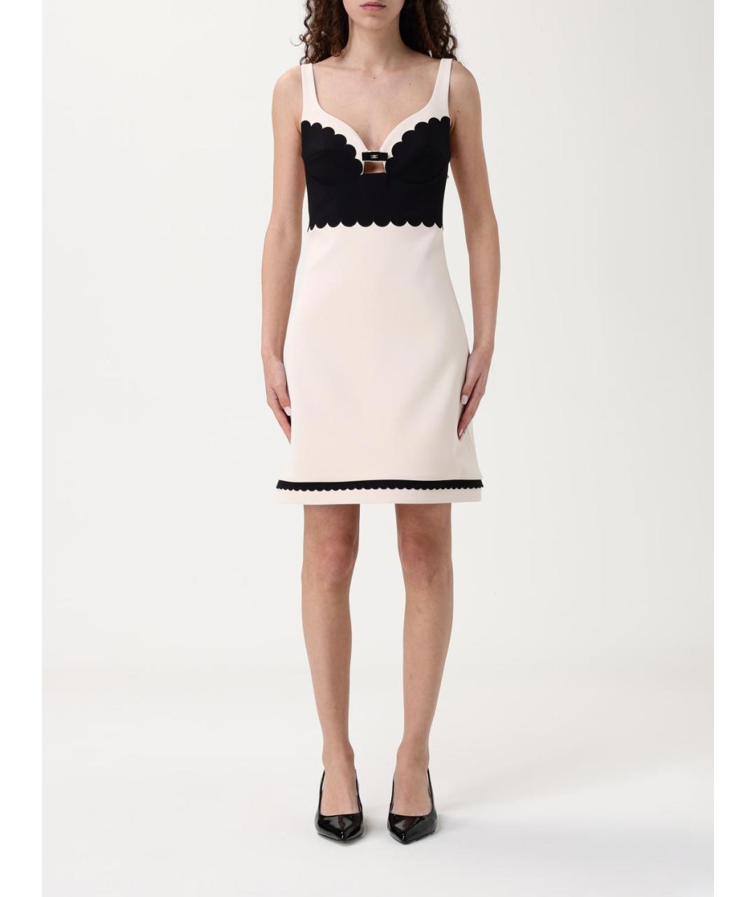 ELISABETTA FRANCHI Бежевое полиэстеровое вечернее платье, фото 4