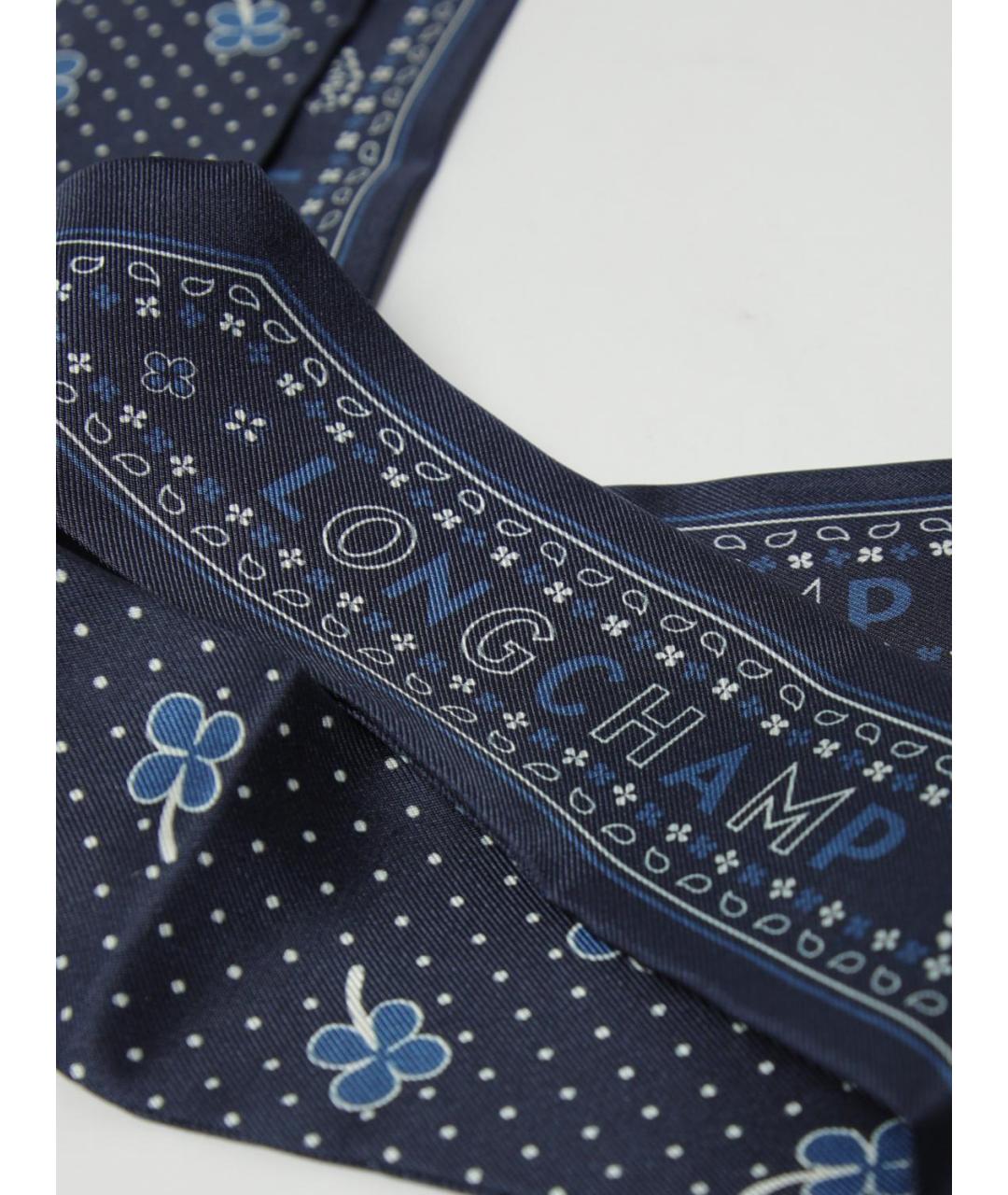 LONGCHAMP Синий шелковый шарф, фото 3