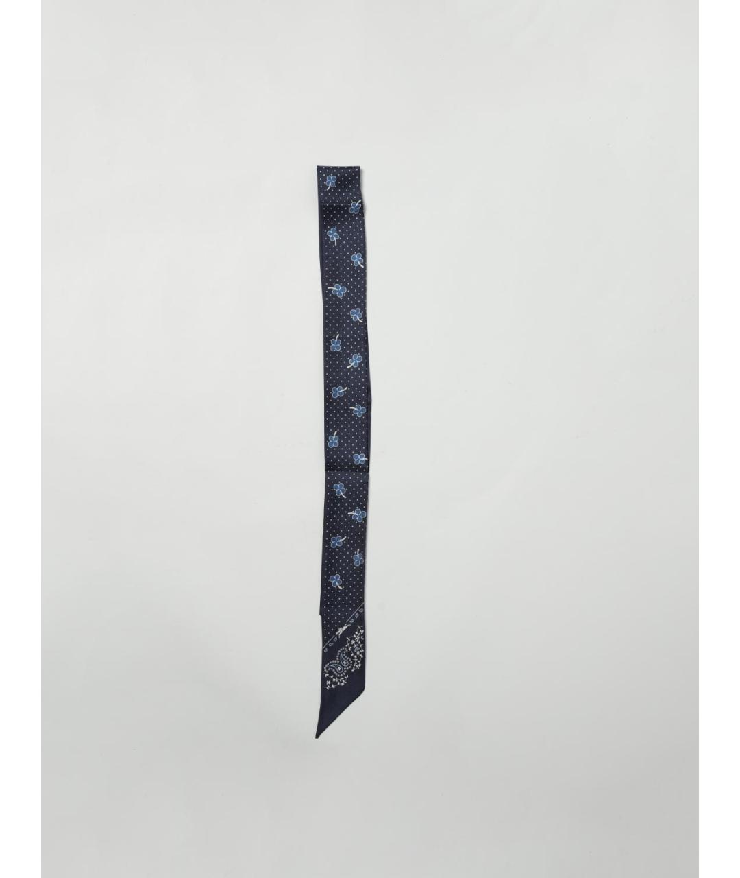 LONGCHAMP Синий шелковый шарф, фото 4