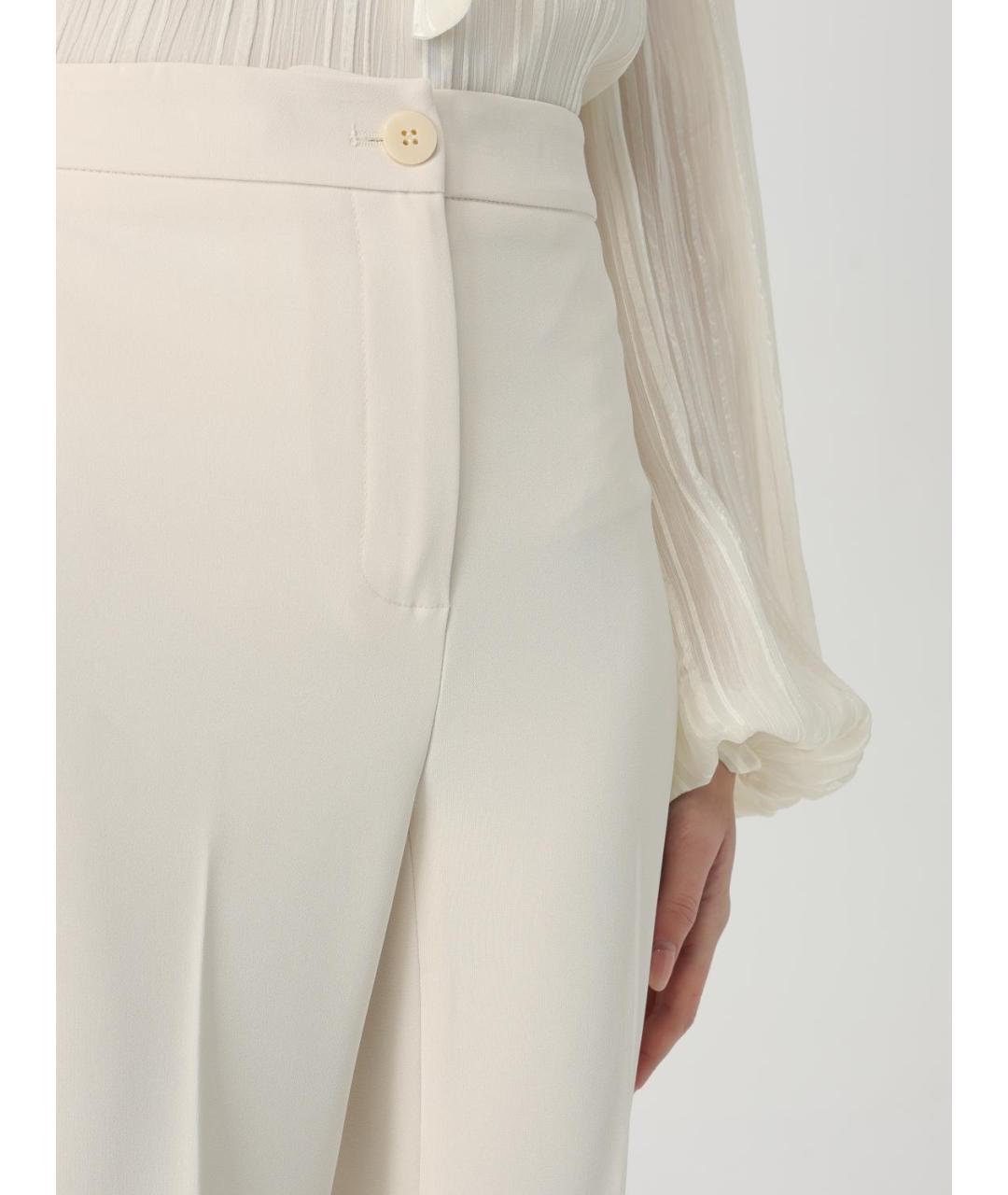 TWIN-SET Бежевые полиэстеровые прямые брюки, фото 3