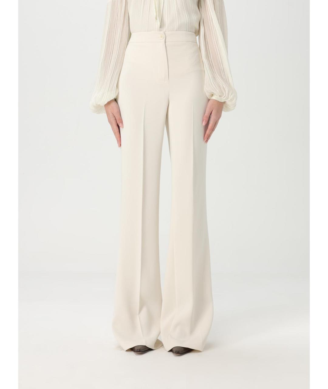 TWIN-SET Бежевые полиэстеровые прямые брюки, фото 4
